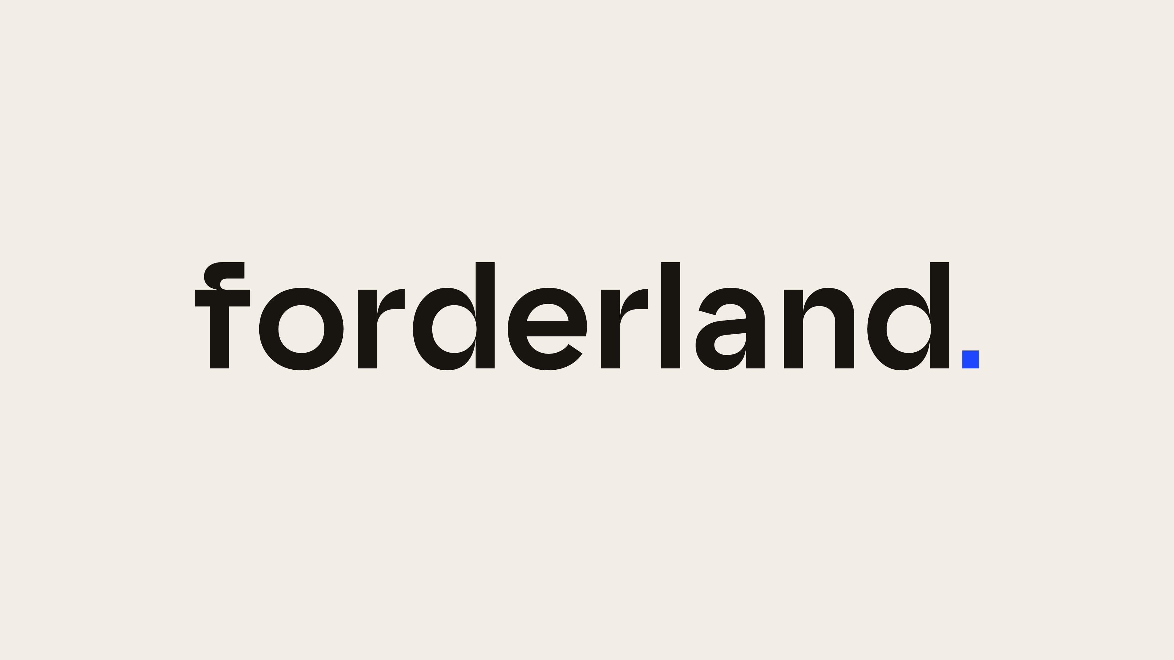 Wortmarke forderland mit kobaltblauem Punkt auf hellem Grund